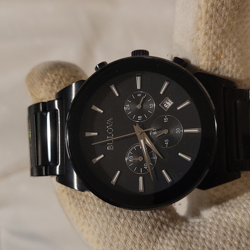 Bulova black nickel finish chronograph watch